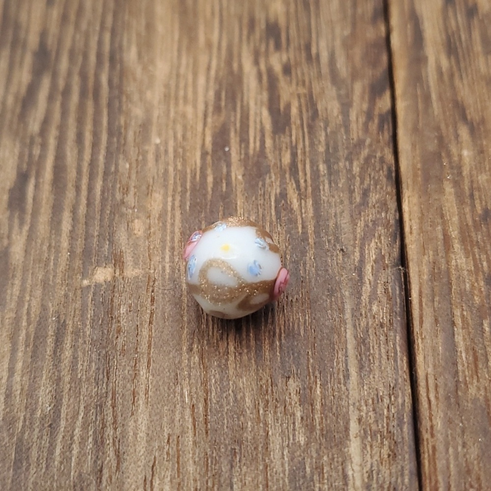 Cottagecore heirloom glass floral porcelain charm‎ bead